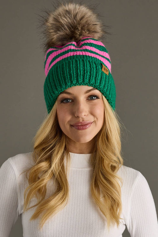 Striped Pom Hat