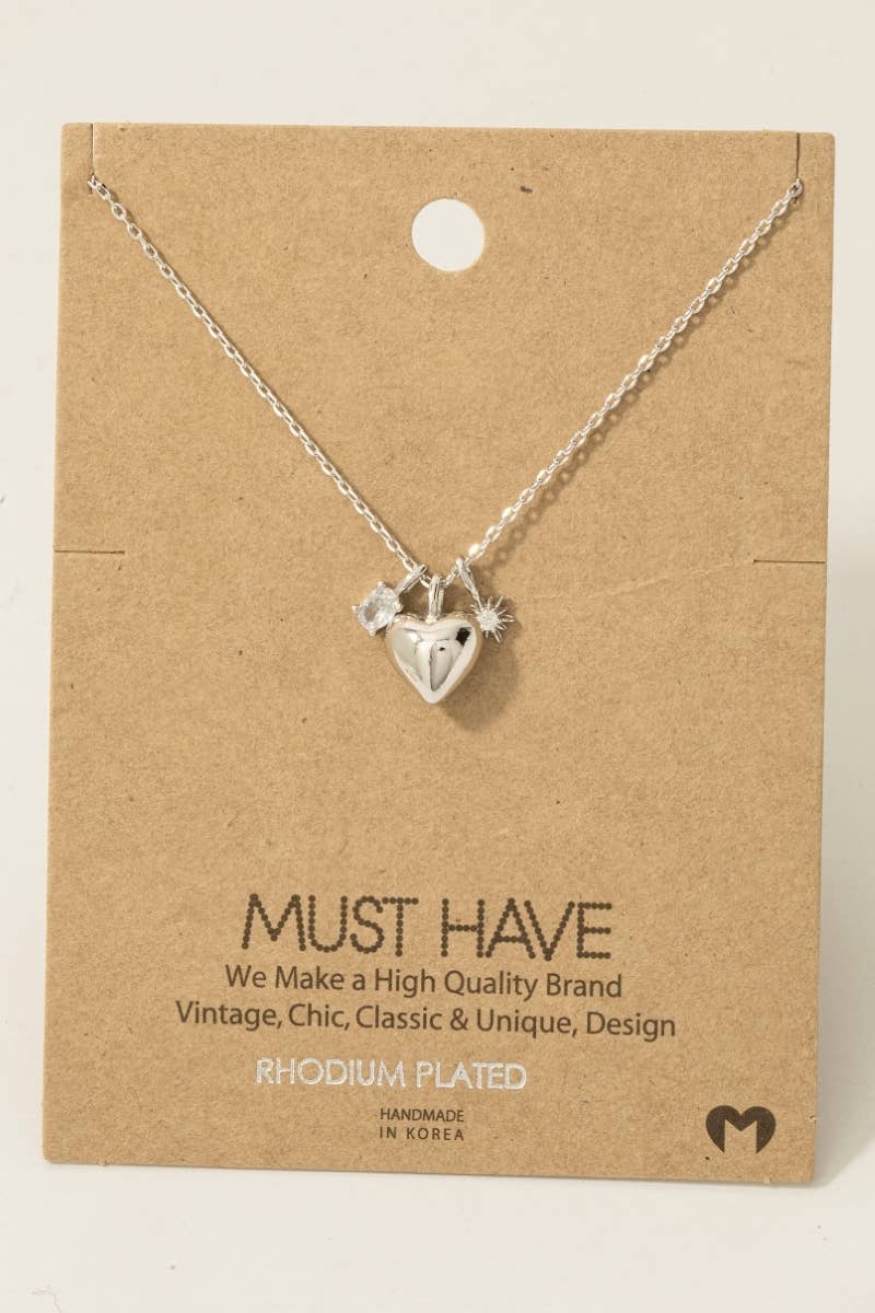 Heart And Cz Charms Necklace