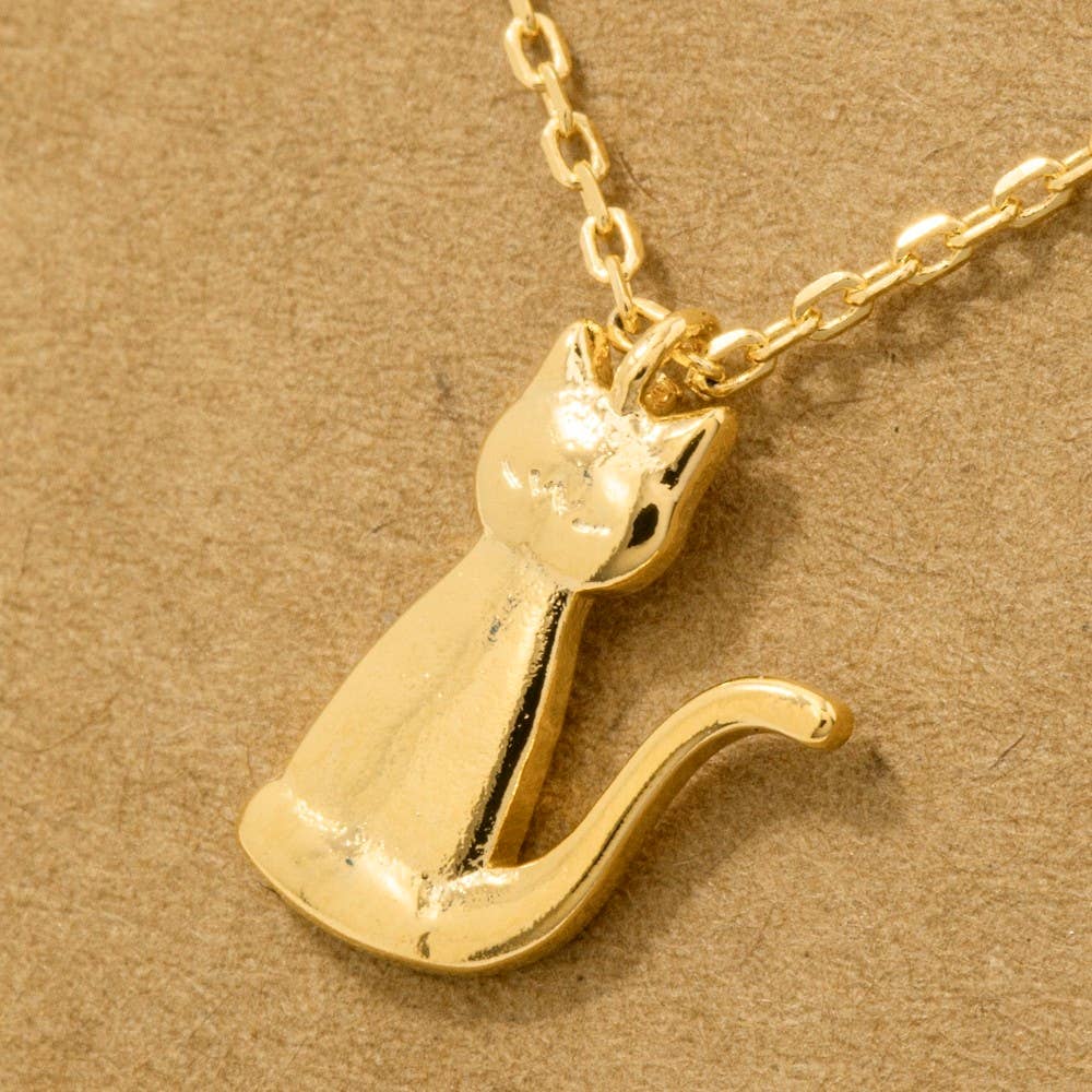Gold Dipped Cat Pendant Necklace