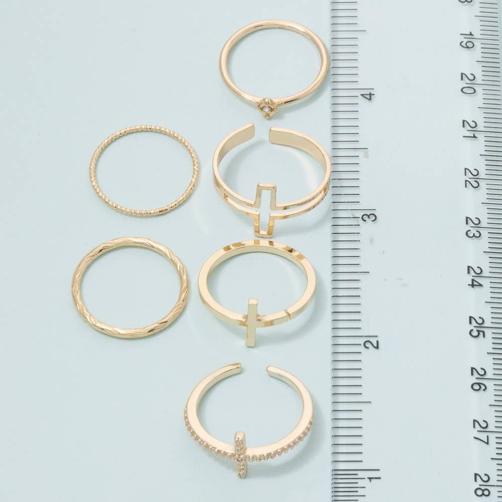 Six Piece Assorted Cross Rings Set