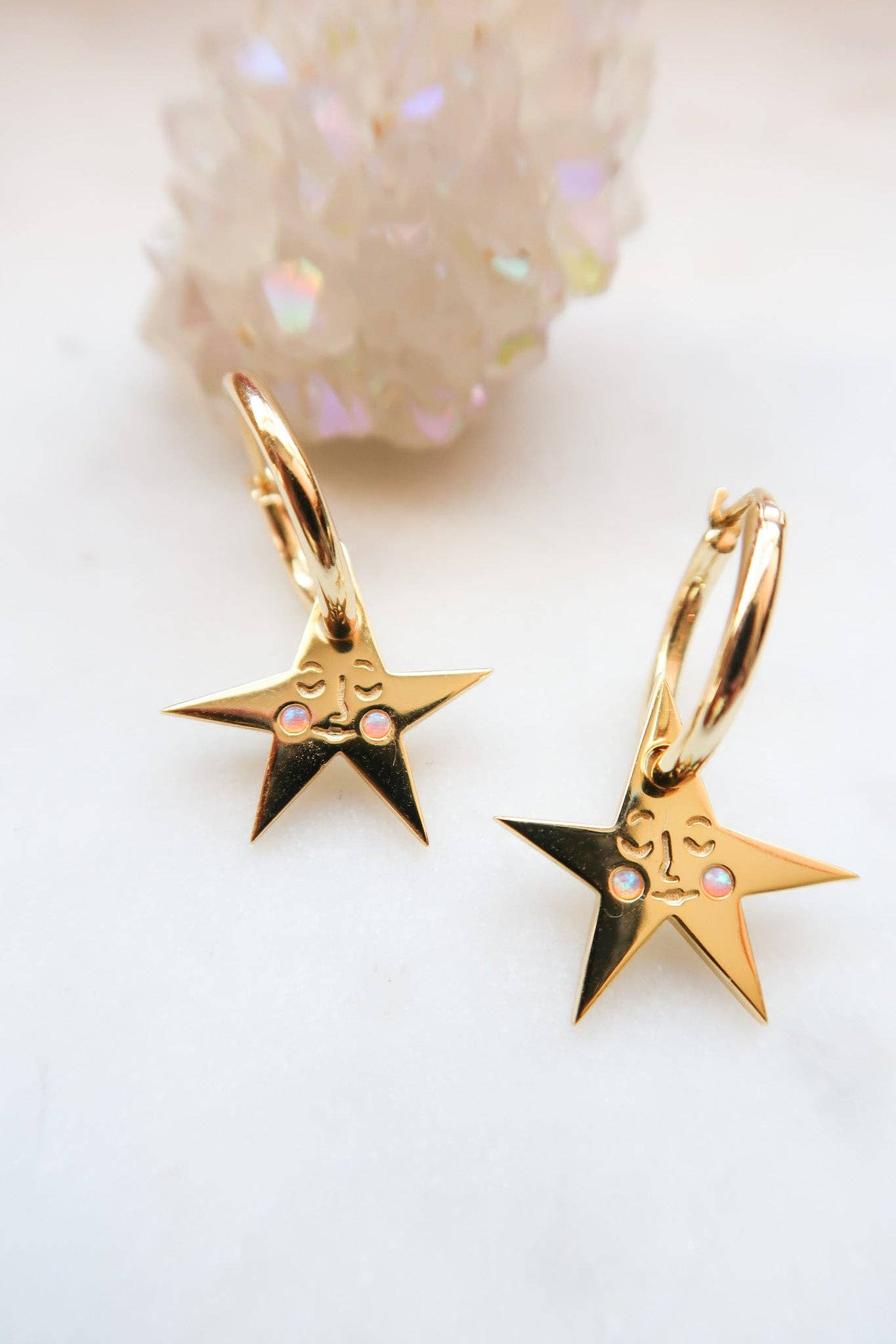 Blush Star Hoop Earrings