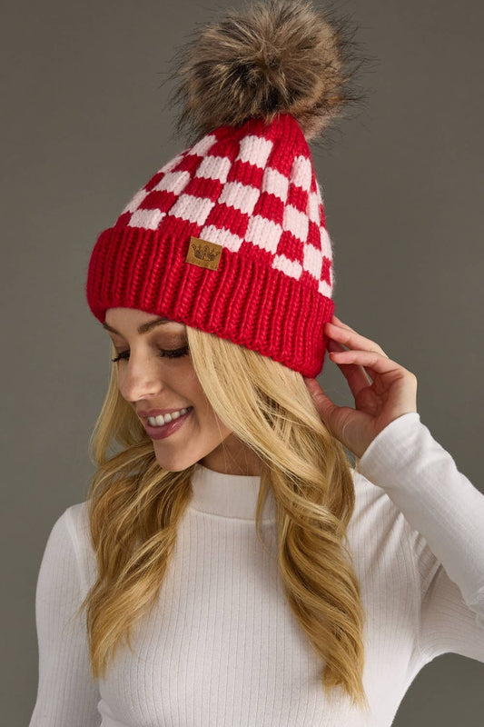 Checkered Pom Hat