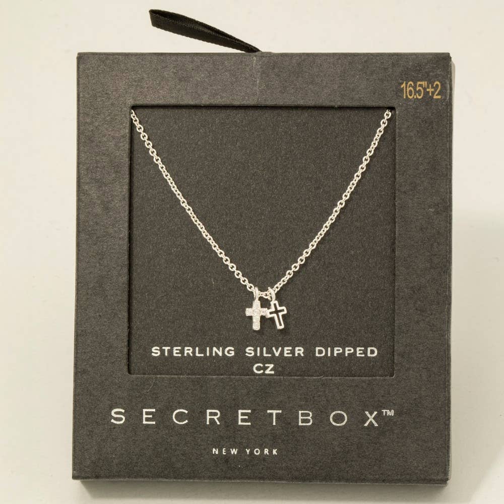 Secret Box Cz Cross Necklace