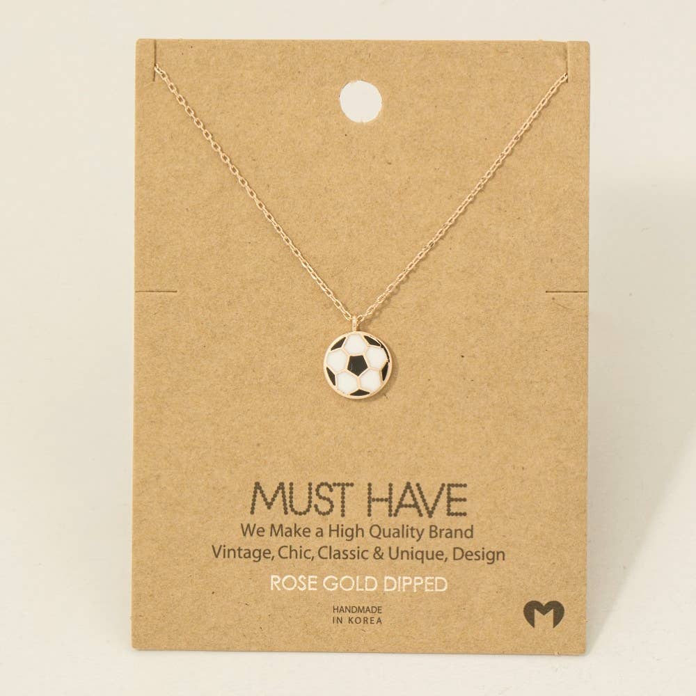 Game Day Gold Dipped Epoxy Soccer Ball Pendant Necklace