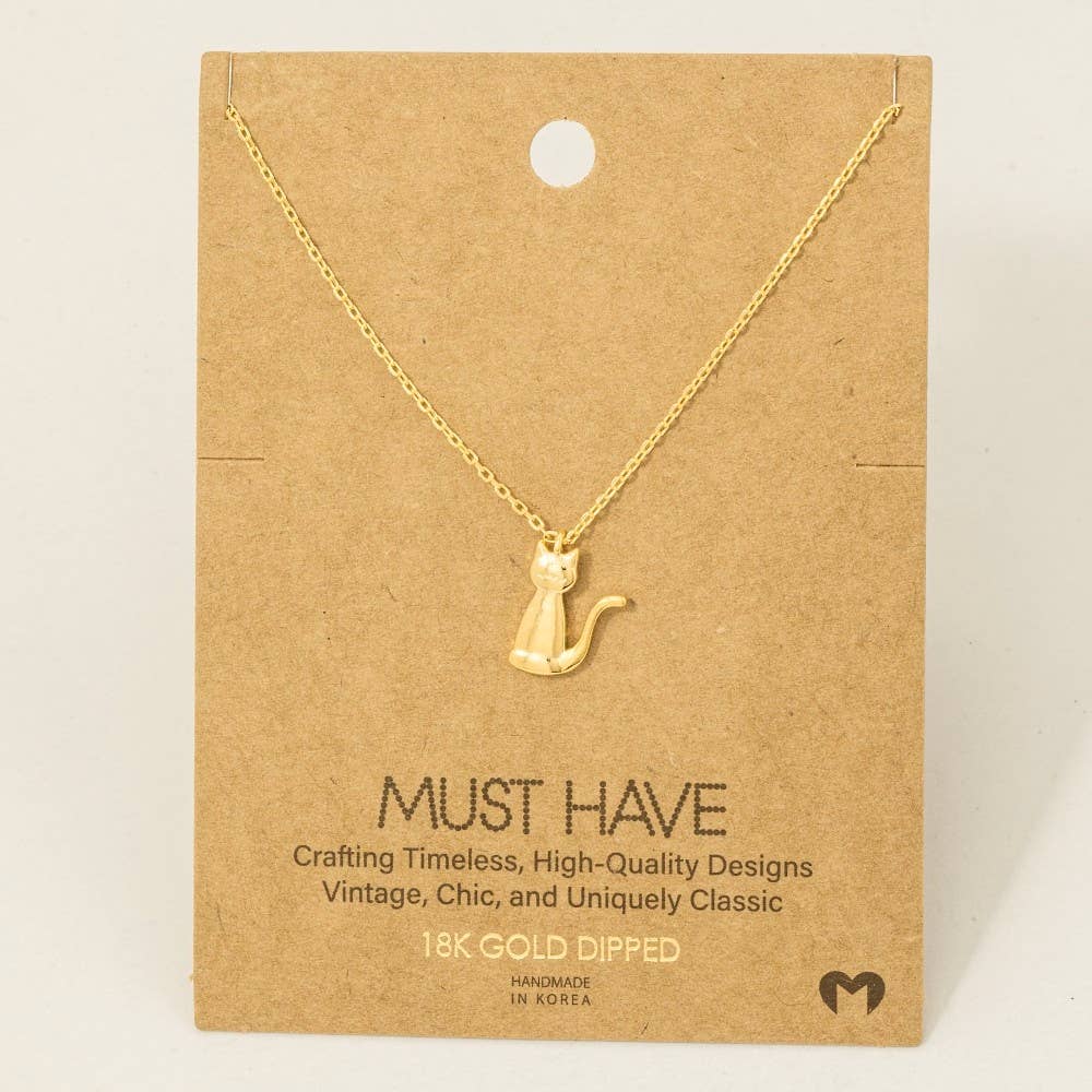 Gold Dipped Cat Pendant Necklace