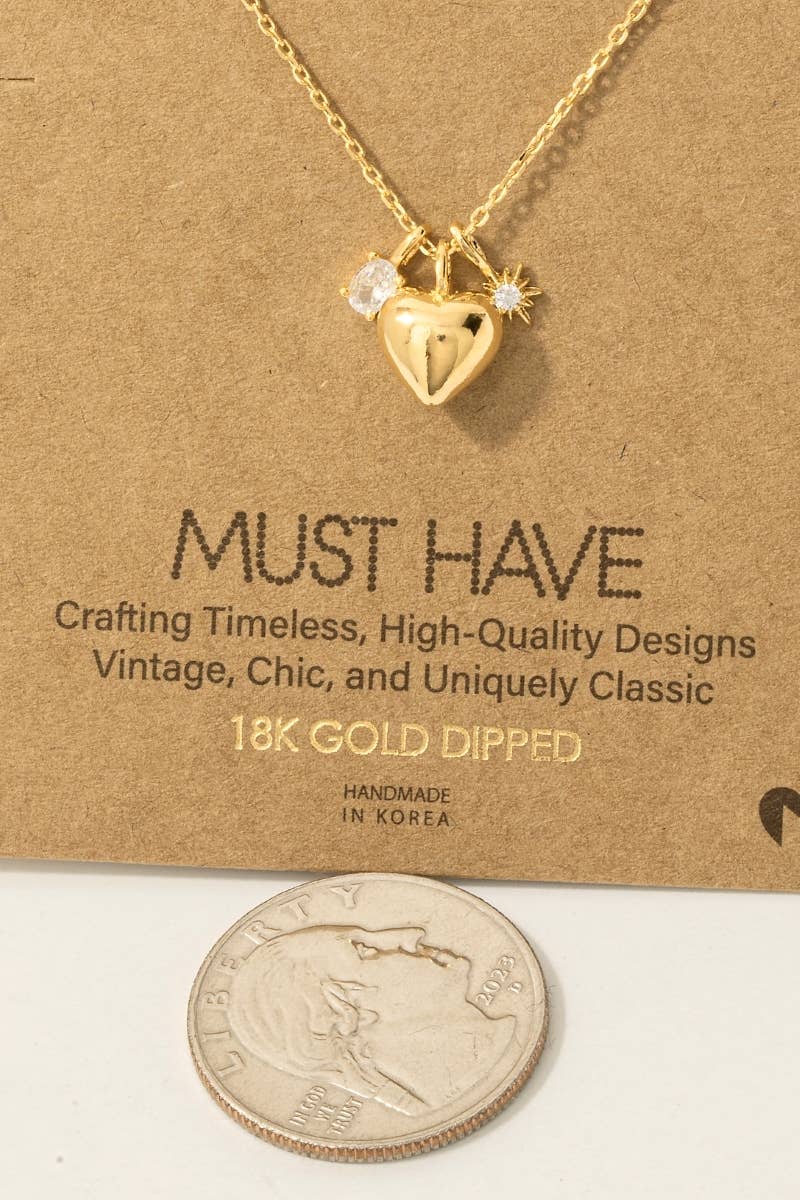 Heart And Cz Charms Necklace