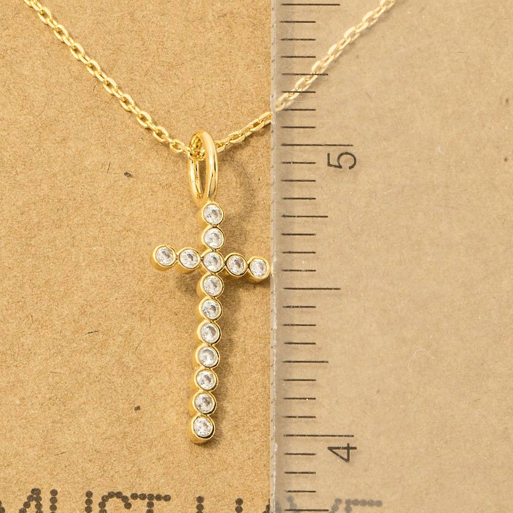 Rhinestone Studded Cross Necklace
