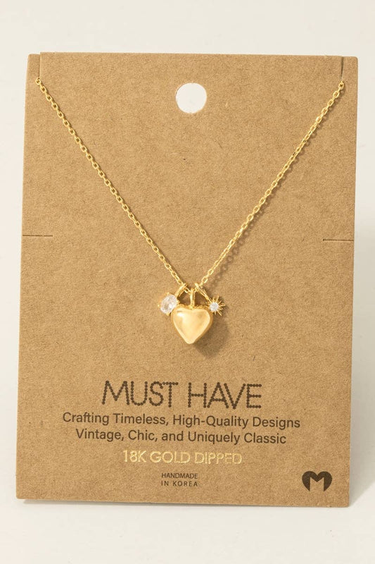 Heart And Cz Charms Necklace