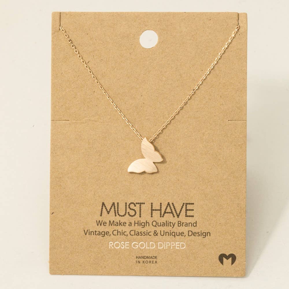 Gold Dipped Mini Butterfly Pendant Necklace