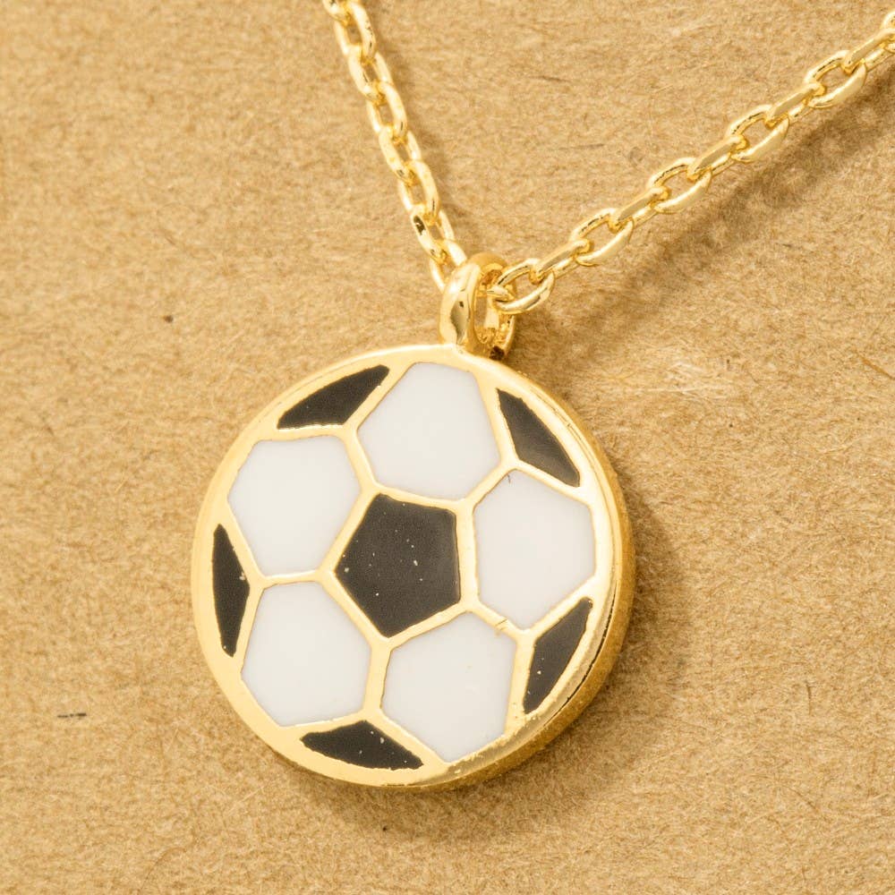 Game Day Gold Dipped Epoxy Soccer Ball Pendant Necklace