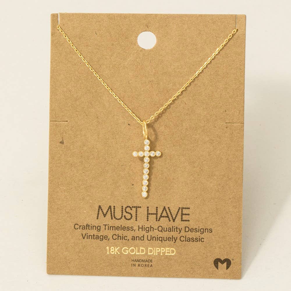 Rhinestone Studded Cross Necklace