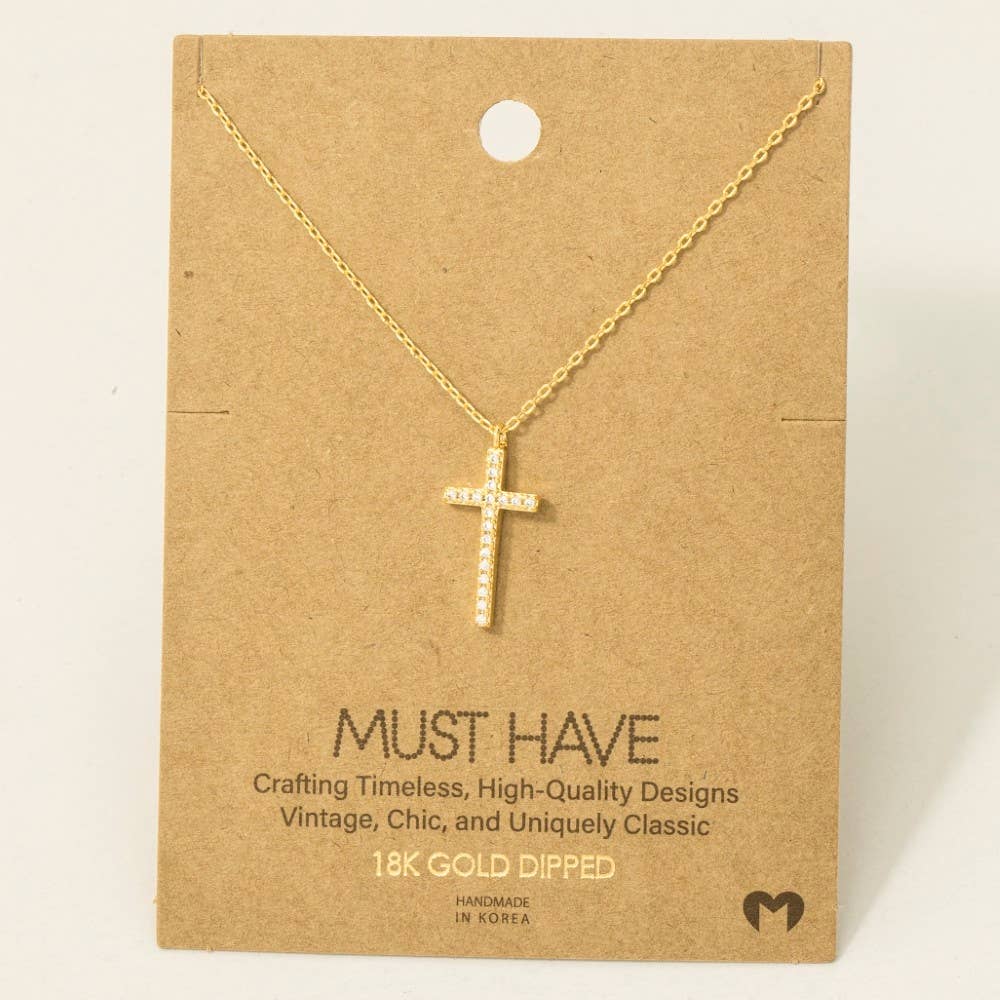 Cz Pave Cross Necklace