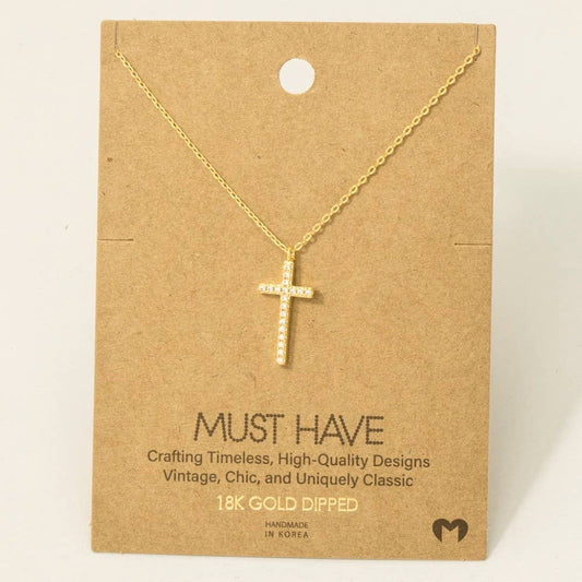 Cz Pave Cross Necklace