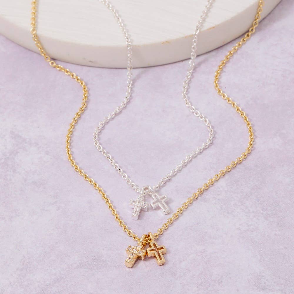 Secret Box Cz Cross Necklace