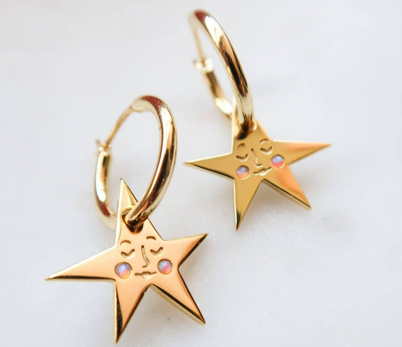 Blush Star Hoop Earrings