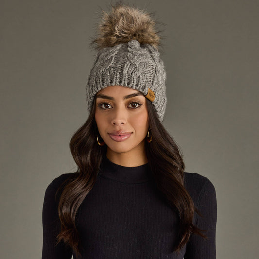 Gray Knit Pom Hat