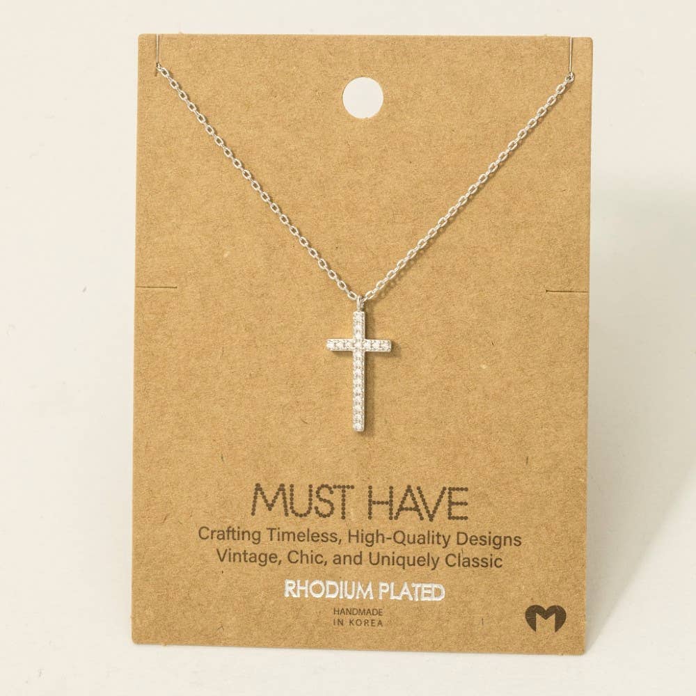 Cz Pave Cross Necklace