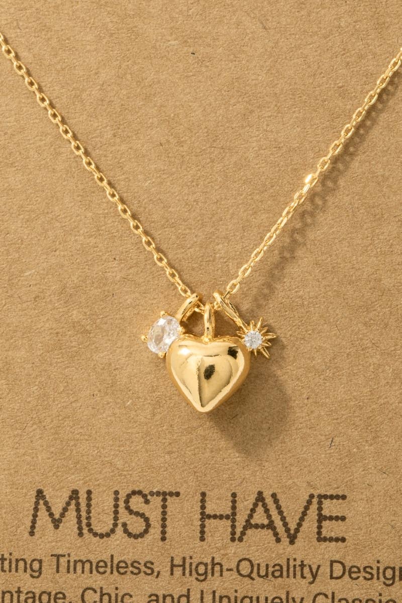 Heart And Cz Charms Necklace