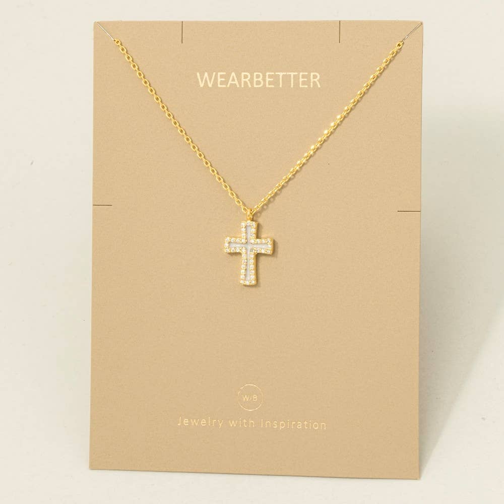 Gold Dipped Enamel Cross Pendant Necklace