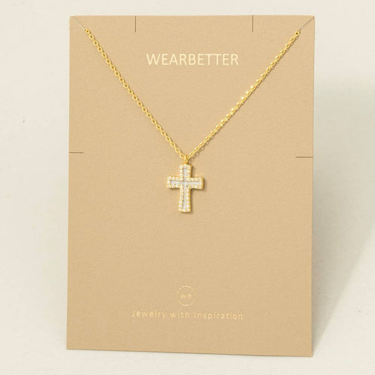 Gold Dipped Enamel Cross Pendant Necklace