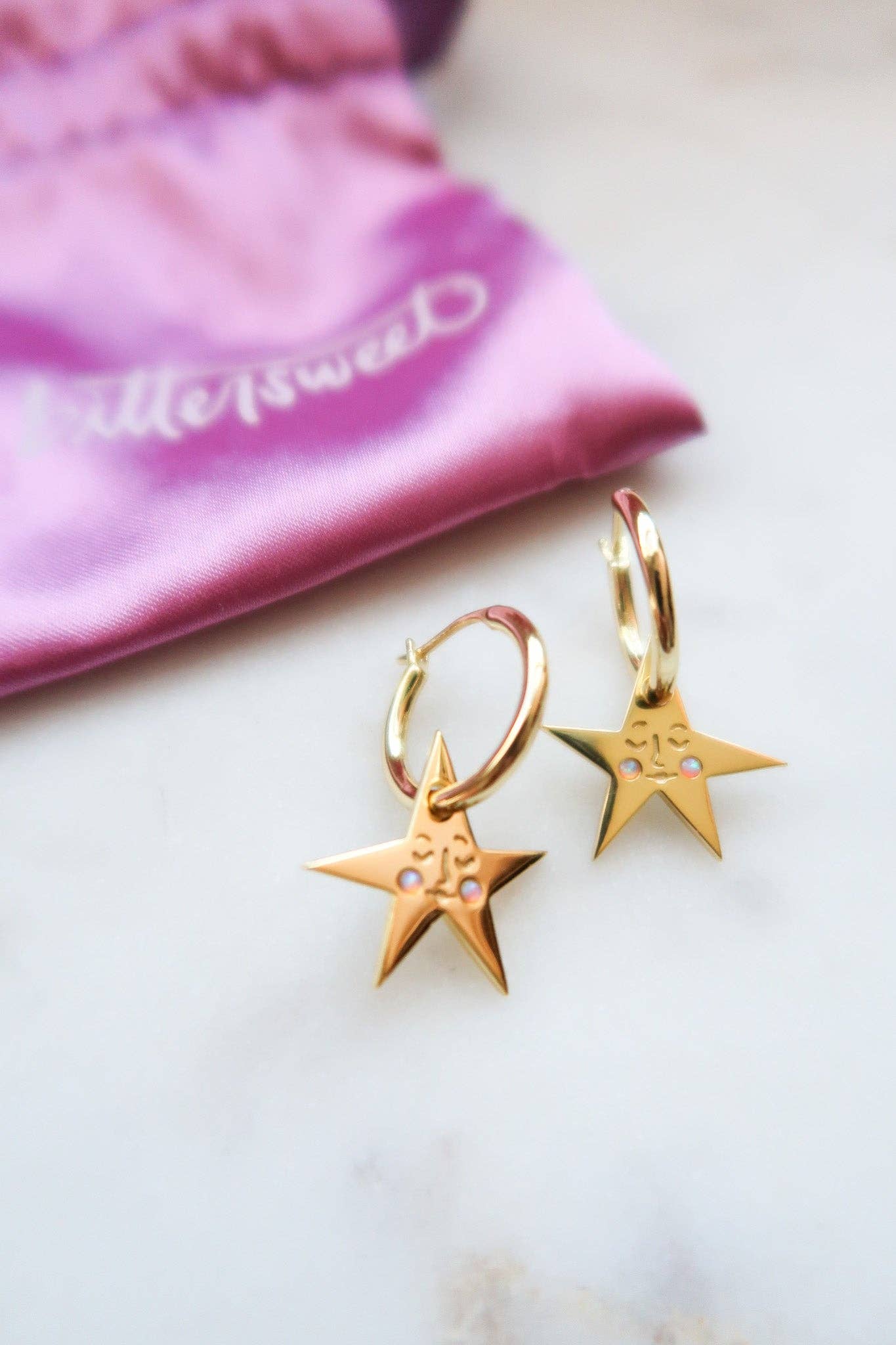 Blush Star Hoop Earrings