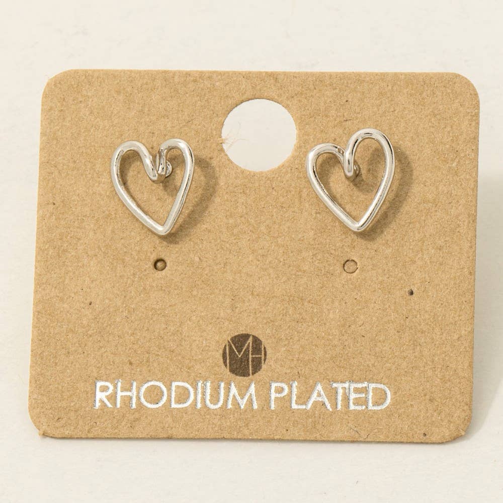 Gold Dipped Wire Heart Stud Earrings