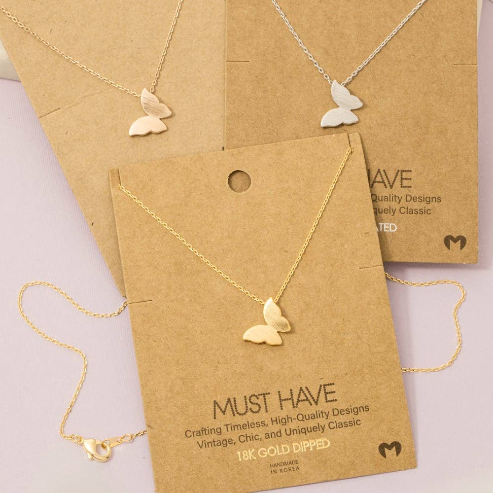 Gold Dipped Mini Butterfly Pendant Necklace