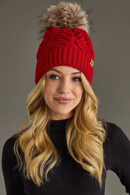 Red Knit Pom Hat