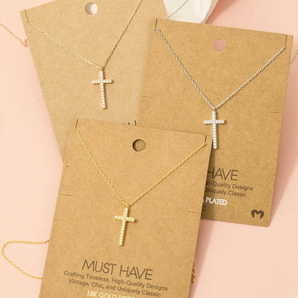Cz Pave Cross Necklace