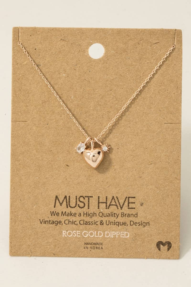 Heart And Cz Charms Necklace