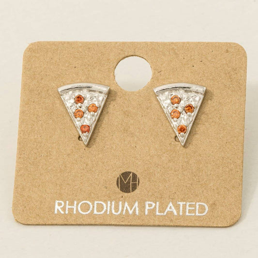 Cz Pave Pizza Stud Earrings