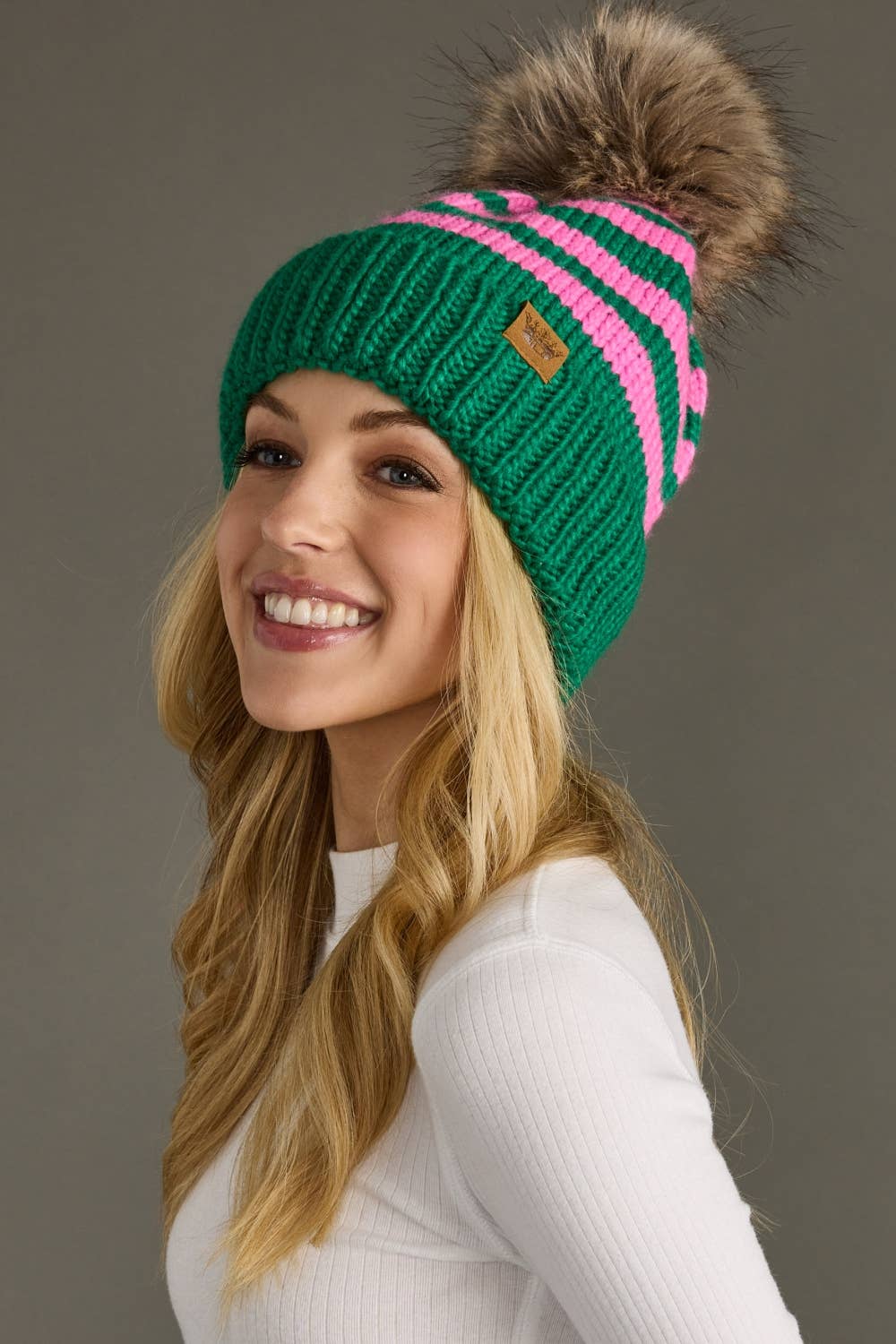 Striped Pom Hat