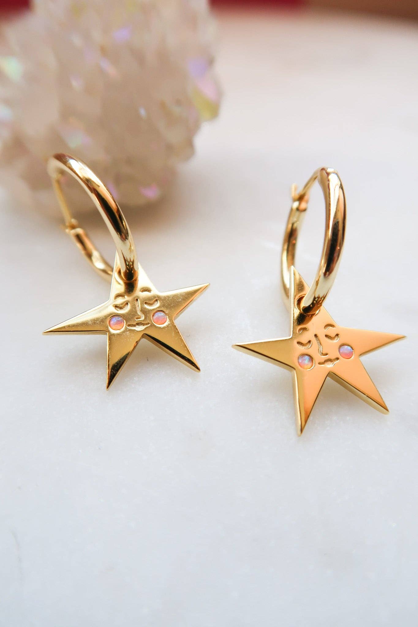 Blush Star Hoop Earrings