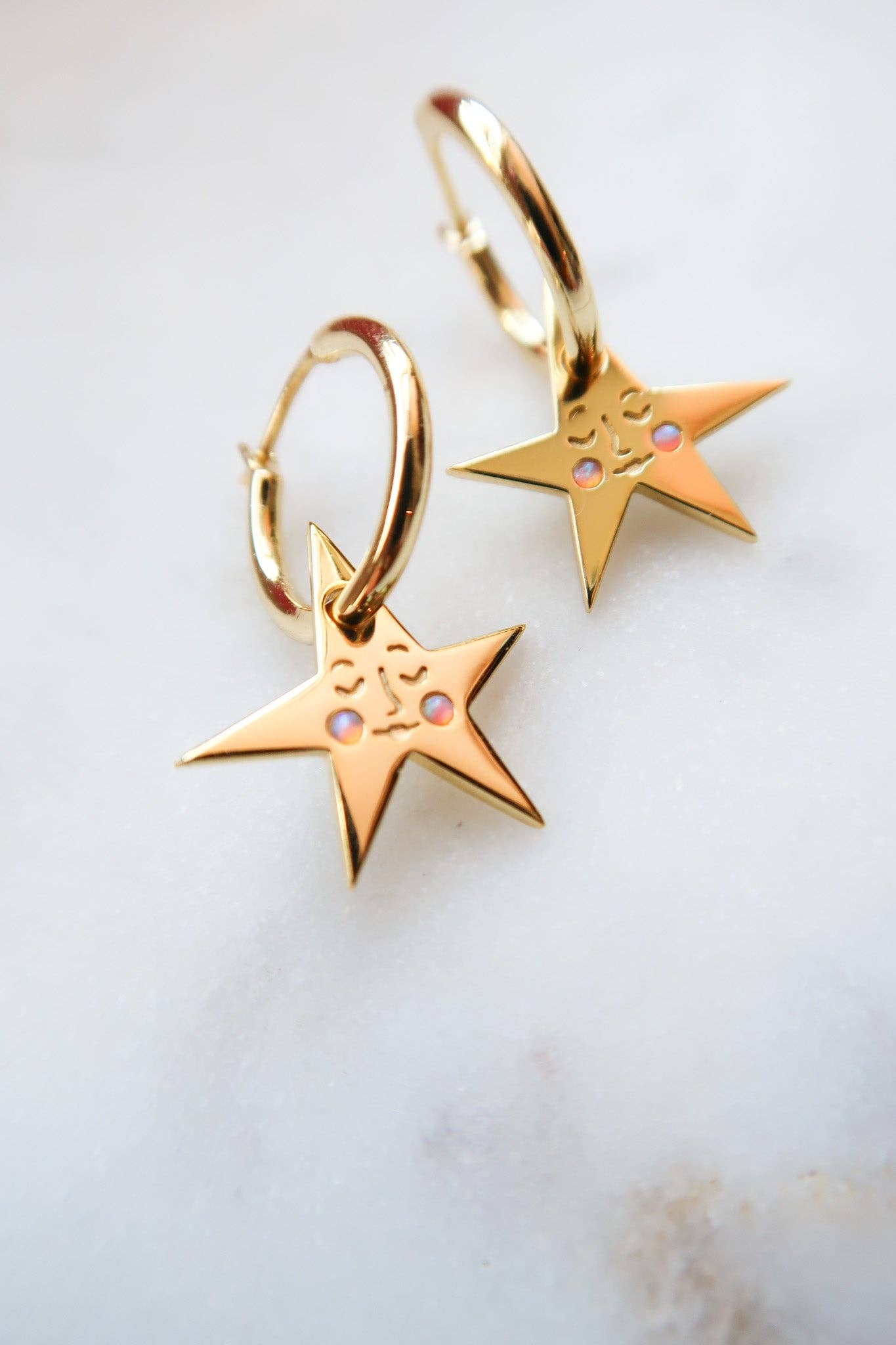Blush Star Hoop Earrings