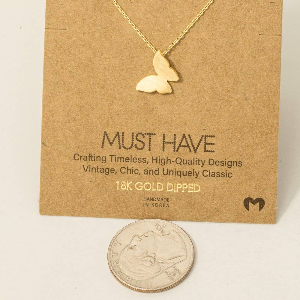 Gold Dipped Mini Butterfly Pendant Necklace
