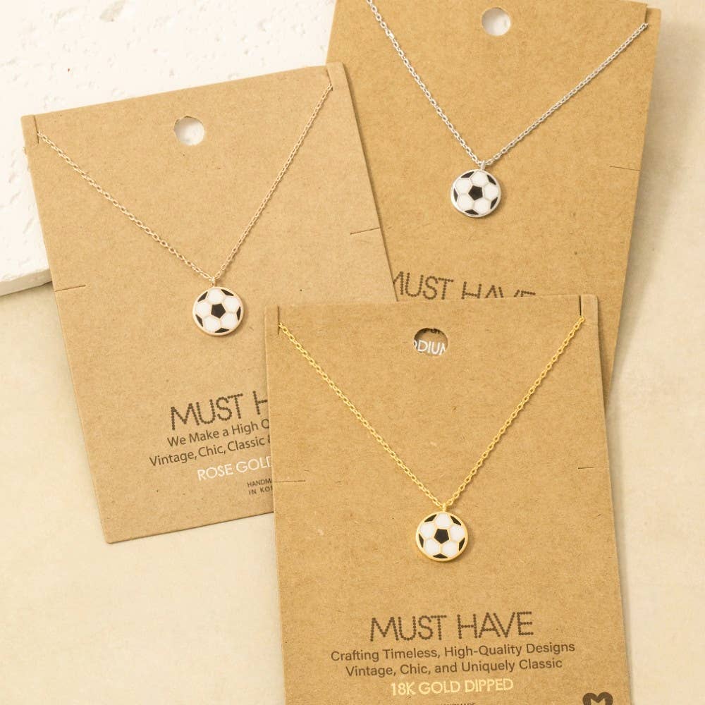 Game Day Gold Dipped Epoxy Soccer Ball Pendant Necklace