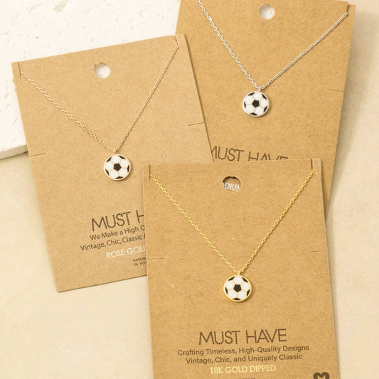 Game Day Gold Dipped Epoxy Soccer Ball Pendant Necklace