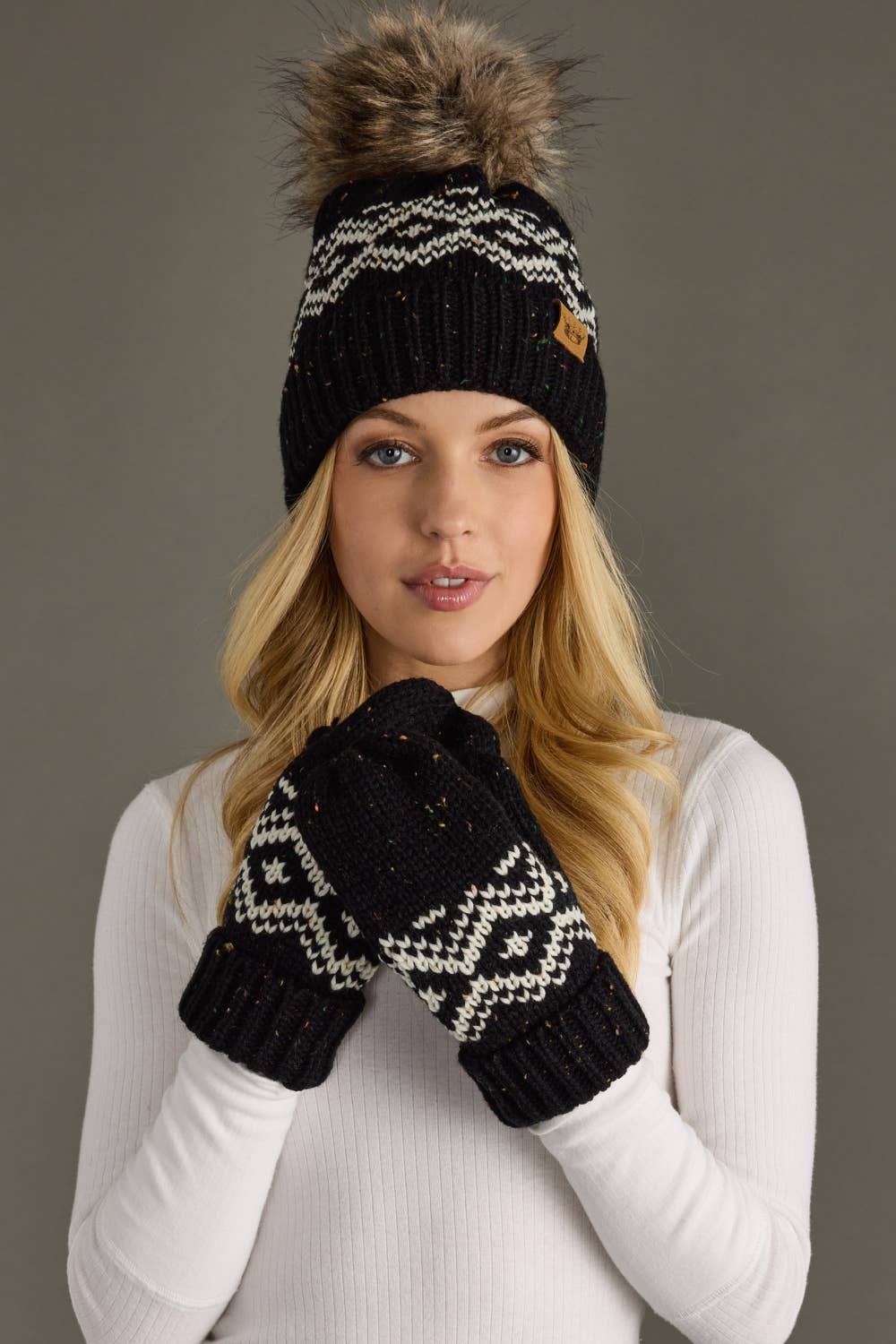 Patterned Pom Hat