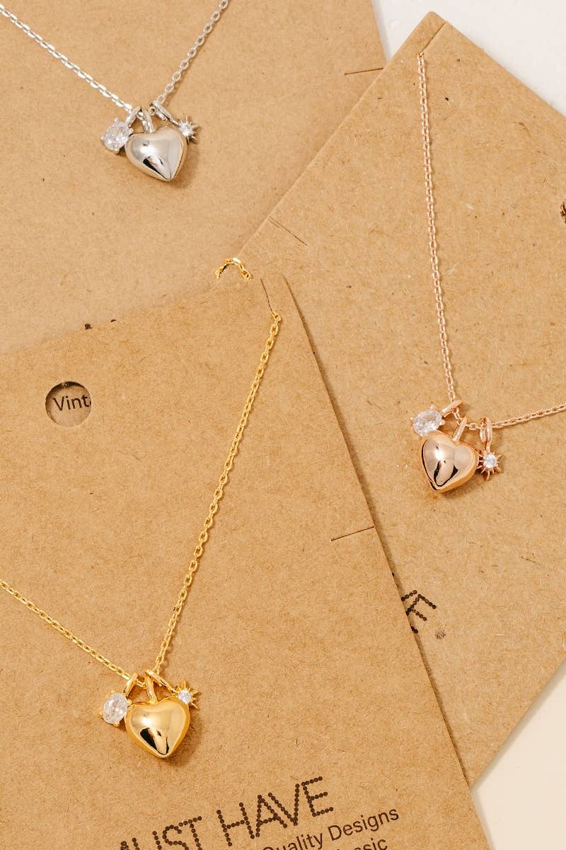 Heart And Cz Charms Necklace