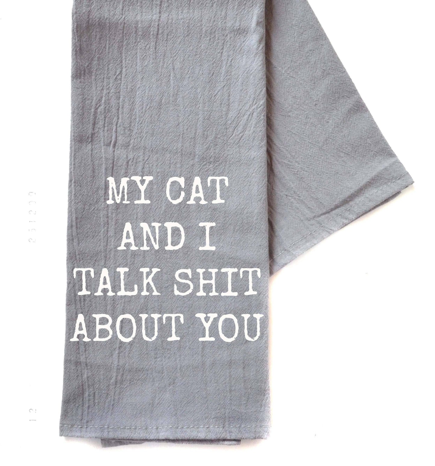 My Cat And I Talk Gray Hand Towel