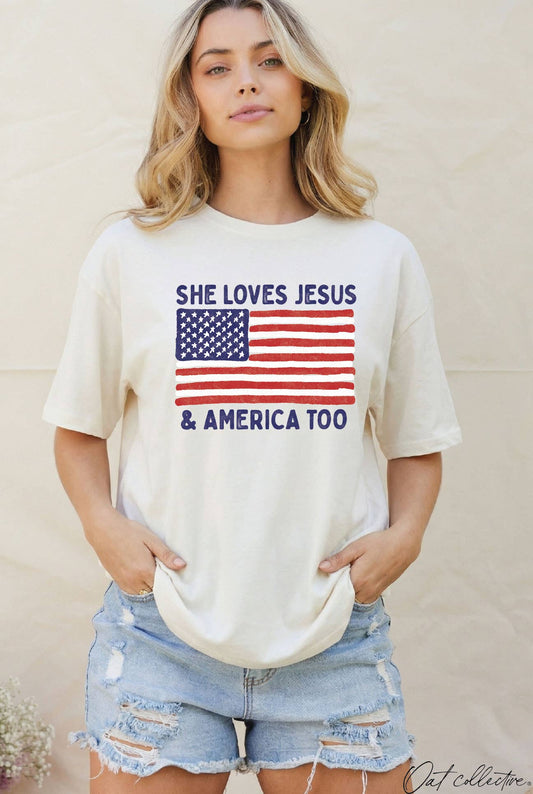 SHE LOVES JESUS & AMERICA TOO Tee