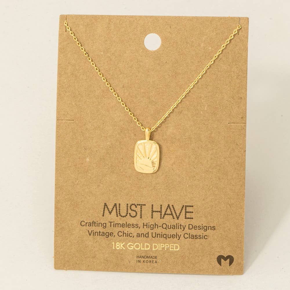 Gold Dipped Sun Rise Pendant Necklace
