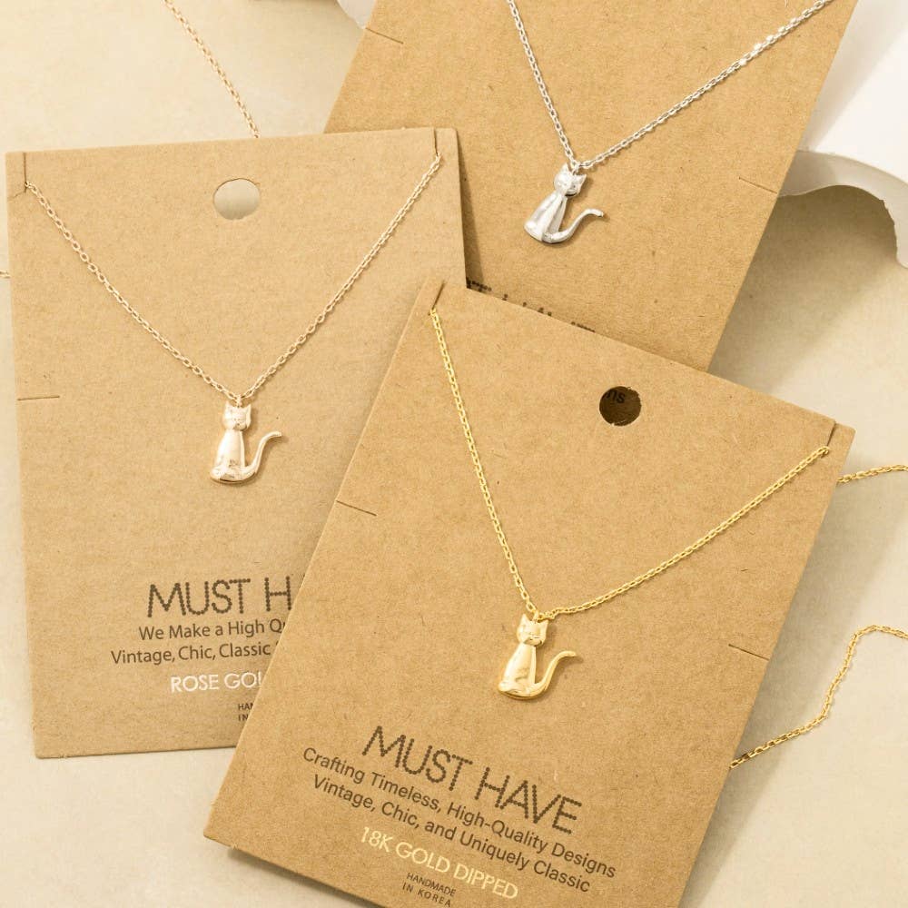 Gold Dipped Cat Pendant Necklace