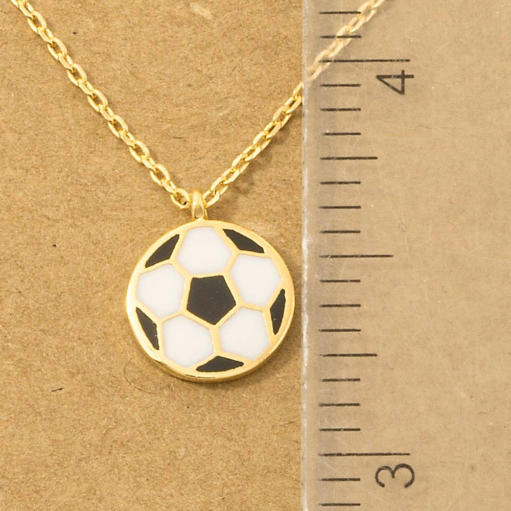 Game Day Gold Dipped Epoxy Soccer Ball Pendant Necklace