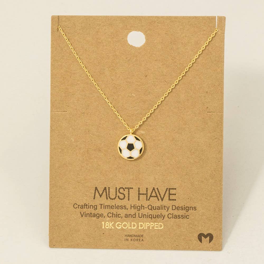 Game Day Gold Dipped Epoxy Soccer Ball Pendant Necklace