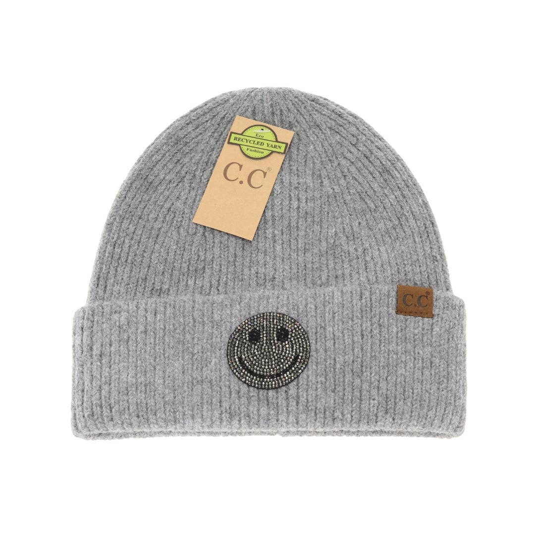 Rhinestone Smiley Beanie