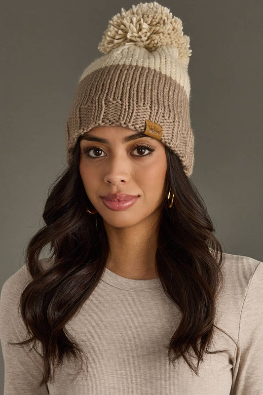 Beige Pom Hat