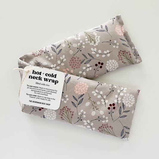 Hot & Cold Therapy Neck Wrap - Gray Floral Relaxation