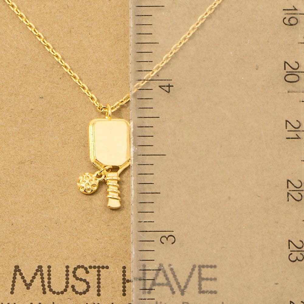 Gold Dipped Pickle Ball Pendant Necklace