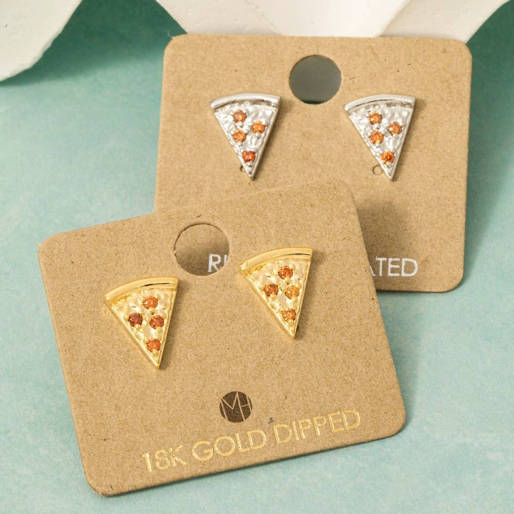 Cz Pave Pizza Stud Earrings
